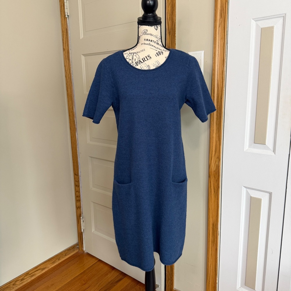 Gudrun Sjoden Sweater Dress Women Small Wool Pockets Shift Lagenlook Knit